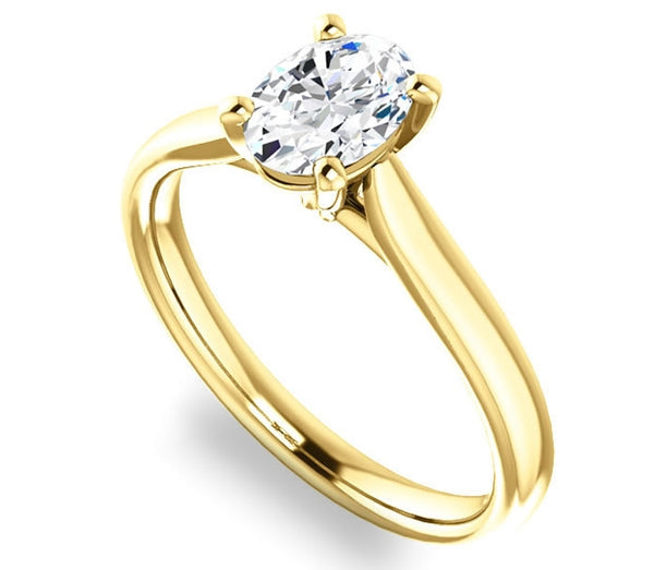 0.90ct (7.0x5.0mm) Oval  14K Yellow Gold Solitaire Engagement Ring