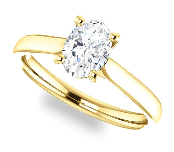 0.90ct (7.0x5.0mm) Oval  14K Yellow Gold Solitaire Engagement Ring