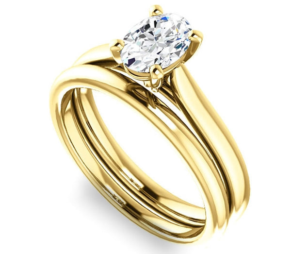 0.90ct (7.0x5.0mm) Oval  14K Yellow Gold Solitaire Engagement Ring