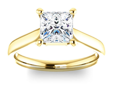 1.30ct (6.0mm) Princess  14K Yellow Gold Solitaire Engagement Ring