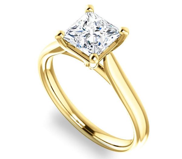 1.30ct (6.0mm) Princess  14K Yellow Gold Solitaire Engagement Ring