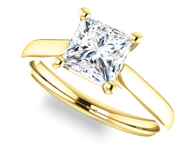 1.30ct (6.0mm) Princess  14K Yellow Gold Solitaire Engagement Ring