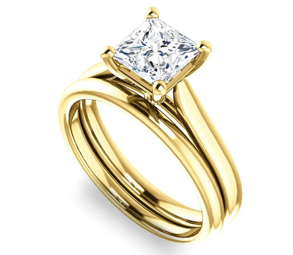 1.30ct (6.0mm) Princess  14K Yellow Gold Solitaire Engagement Ring