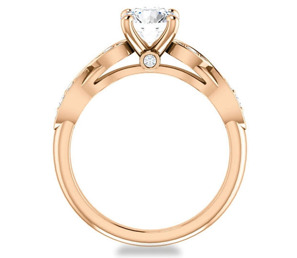 1.00ct (6.5mm) Round  14K Rose Gold Engagement Ring with Side Stones