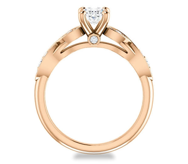 0.90ct (7.0x5.0mm) Oval  14K Rose Gold Engagement Ring with Side Stones