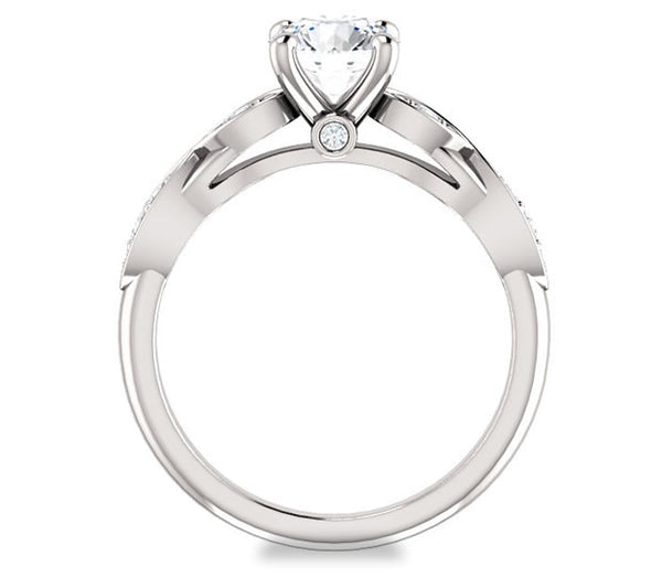 1.00ct (6.5mm) Round  14K White Gold Engagement Ring with Side Stones