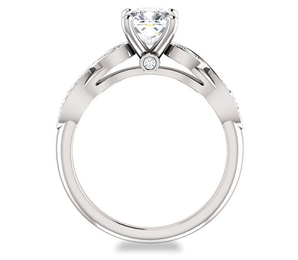 1.30ct (6.5mm) Cushion  Platinum Solitaire Engagement Ring with Side Stones