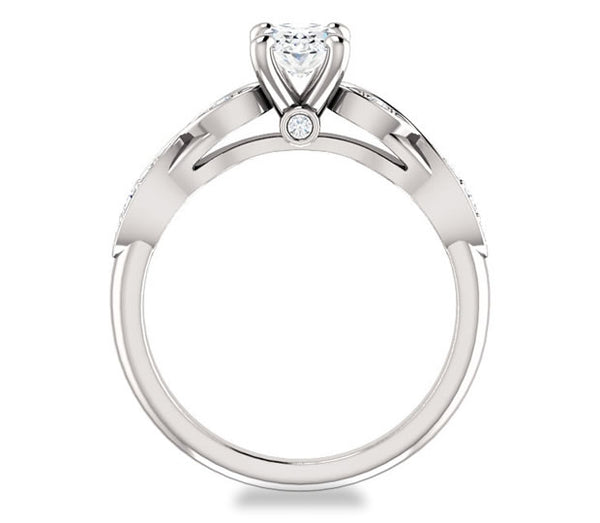 0.90ct (7.0x5.0mm) Oval  14K White Gold Engagement Ring with Side Stones