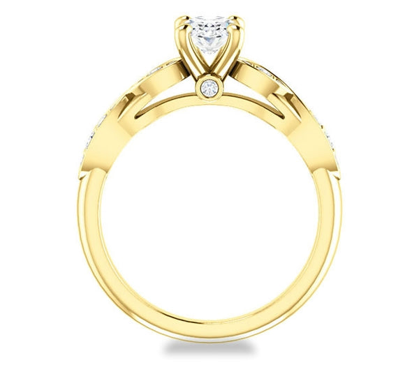 0.90ct (7.0x5.0mm) Oval  14K Yellow Gold Engagement Ring with Side Stones