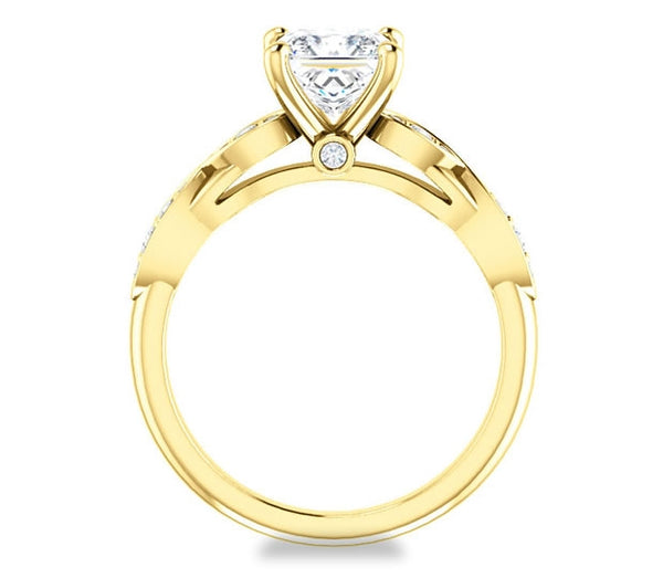 1.30ct (6.0mm) Princess  14K Yellow Gold Engagement Ring with Side Stones