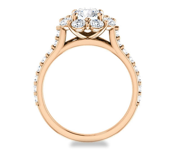 1.00ct (6.5mm) Round  14K Rose Gold Vintage Inspired Cluster Engagement Ring