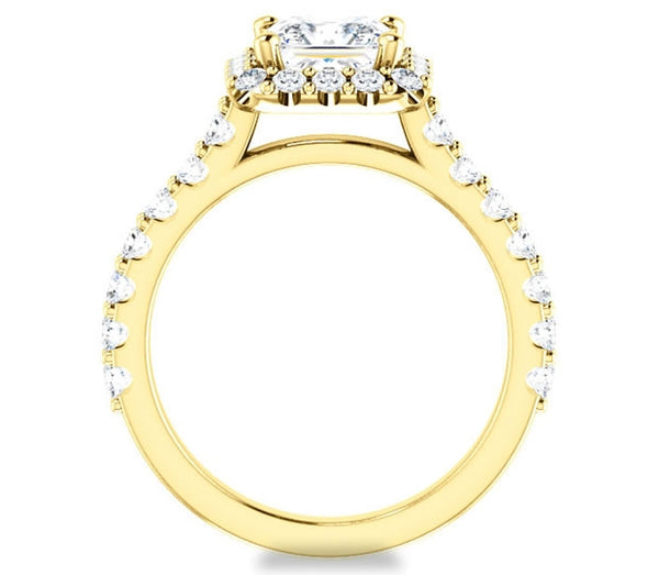 1.30ct (6.0mm) Princess  14K Yellow Gold Halo Princess Engagement Ring