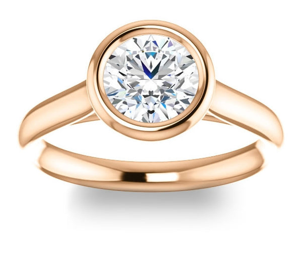 1.00ct (6.5mm) Round  14K Rose Gold Bezel Solitaire Engagement Ring