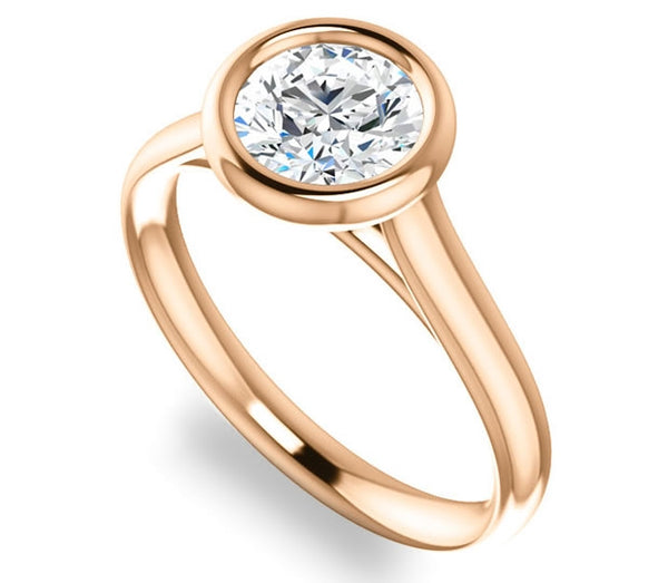 1.00ct (6.5mm) Round  14K Rose Gold Bezel Solitaire Engagement Ring