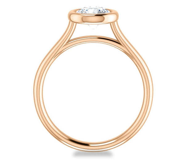 1.00ct (6.5mm) Round  14K Rose Gold Bezel Solitaire Engagement Ring