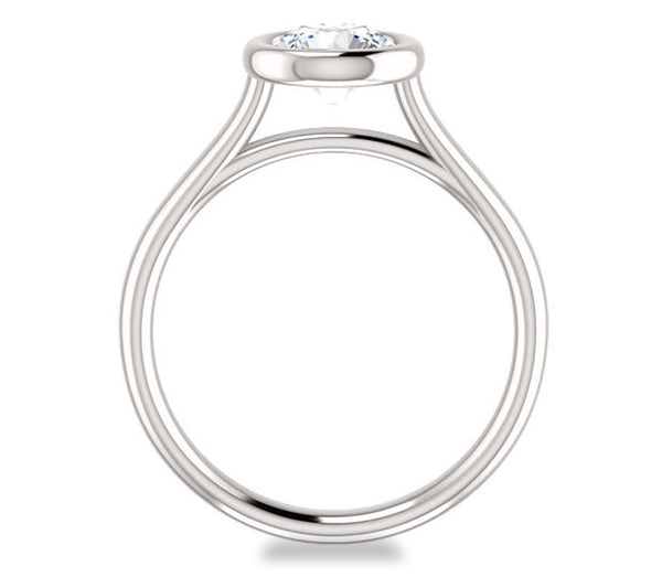 1.00ct (6.5mm) Round  14K White Gold Bezel Solitaire Engagement Ring