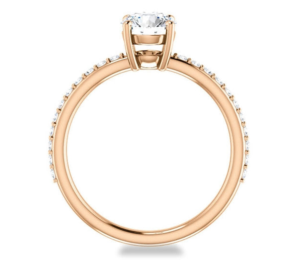 1.00ct (6.5mm) Round  14K Rose Gold Engagement Ring with Sidestones