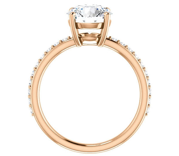 1.90ct (8.0mm) Round  14K Rose Gold Engagement Ring with Sidestones