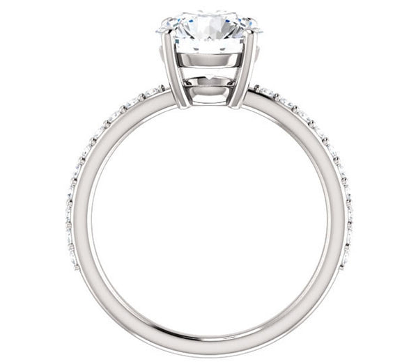 1.90ct (8.0mm) Round  14K White Gold Engagement Ring with Sidestones