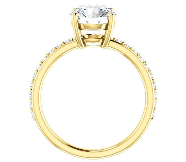 1.90ct (8.0mm) Round  14K Yellow Gold Engagement Ring with Sidestones