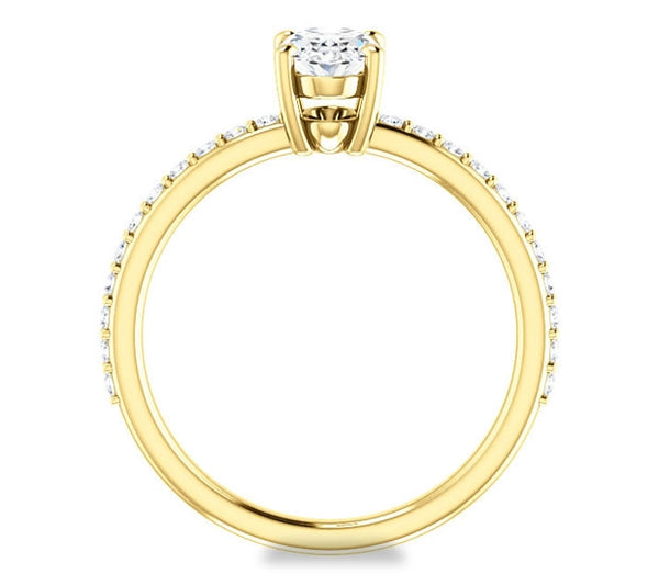 0.90ct (7.0x5.0mm) Oval  14K Yellow Gold Engagement Ring with Sidestones