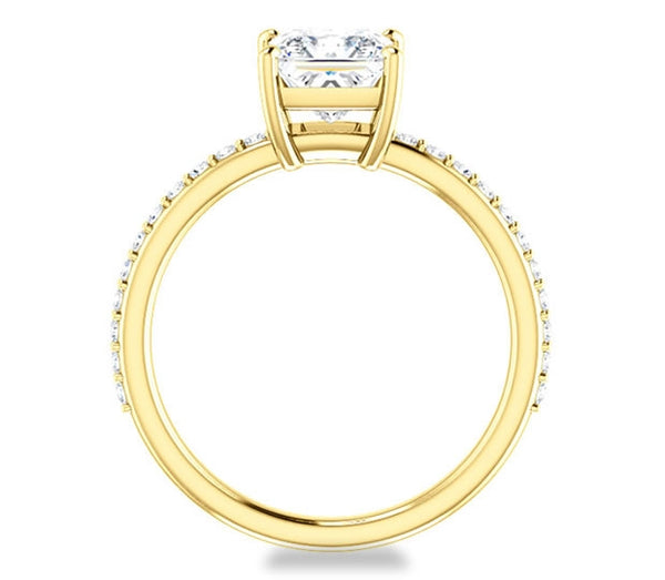 1.30ct (6.0mm) Princess  14K Yellow Gold Engagement Ring with Sidestones