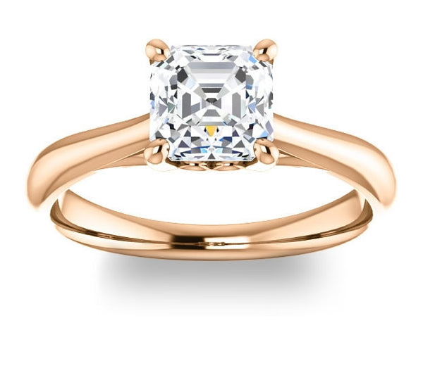 1.30ct (6.5mm) Asscher  14K Rose Gold Modern Cathedral Engagement Ring