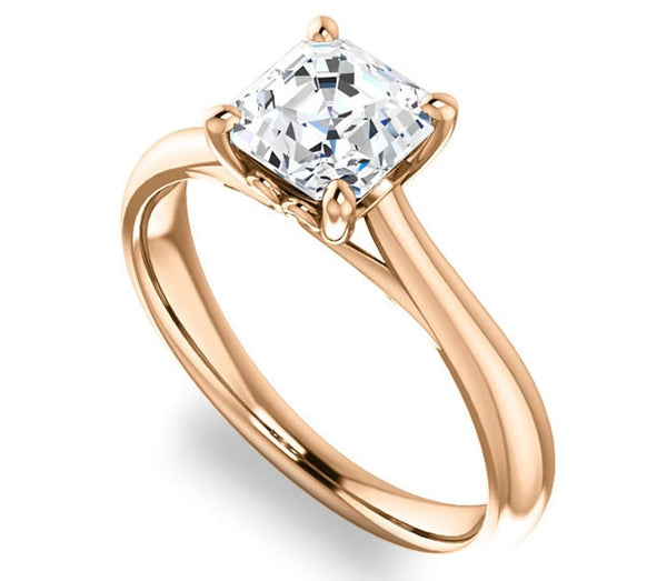 1.30ct (6.5mm) Asscher  14K Rose Gold Modern Cathedral Engagement Ring