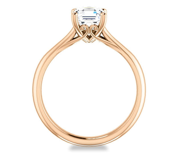 1.30ct (6.5mm) Asscher  14K Rose Gold Modern Cathedral Engagement Ring