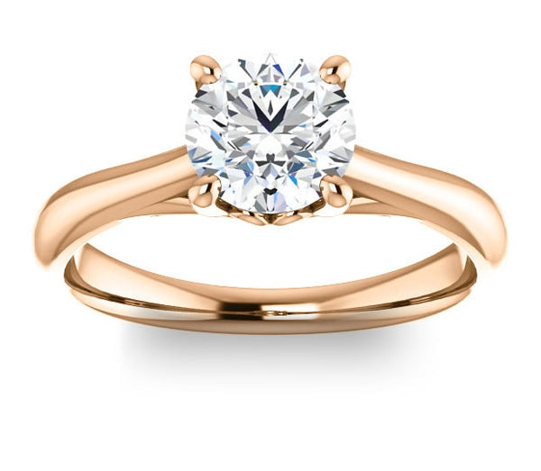 1.00ct (6.5mm) Round  14K Rose Gold Modern Cathedral Engagement Ring