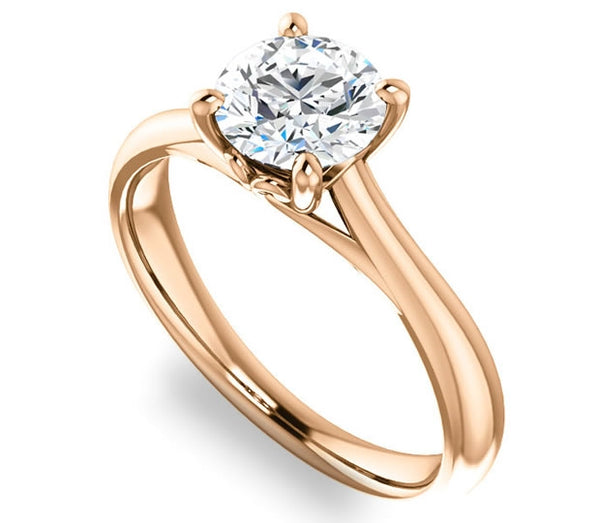 1.00ct (6.5mm) Round  14K Rose Gold Modern Cathedral Engagement Ring