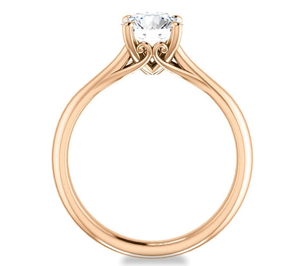 1.00ct (6.5mm) Round  14K Rose Gold Modern Cathedral Engagement Ring