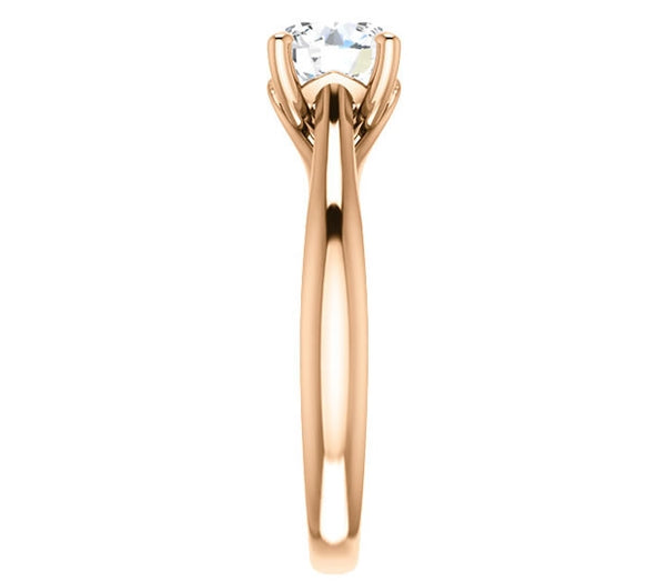 1.00ct (6.5mm) Round  14K Rose Gold Modern Cathedral Engagement Ring