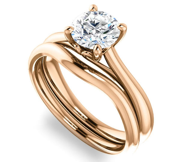 1.00ct (6.5mm) Round  14K Rose Gold Modern Cathedral Engagement Ring