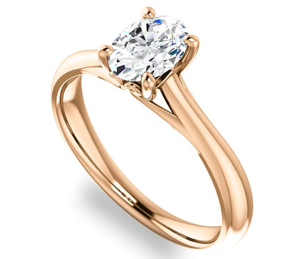 0.90ct (7.0x5.0mm) Oval  14K Rose Gold Modern Cathedral Engagement Ring