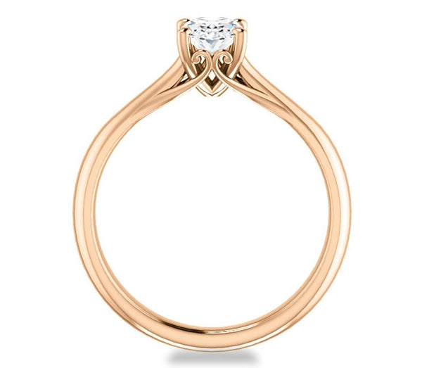 0.90ct (7.0x5.0mm) Oval  14K Rose Gold Modern Cathedral Engagement Ring