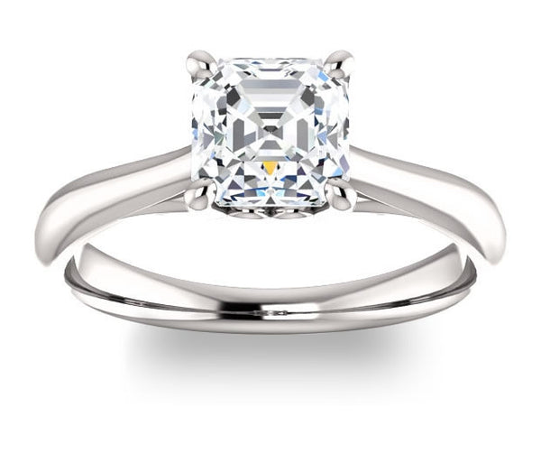 1.30ct (6.5mm) Asscher  14K White Gold Modern Cathedral Engagement Ring