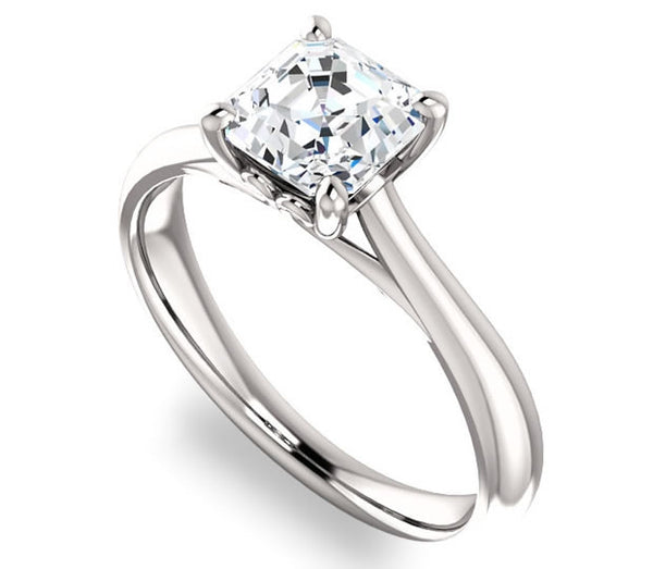 1.30ct (6.5mm) Asscher  14K White Gold Modern Cathedral Engagement Ring