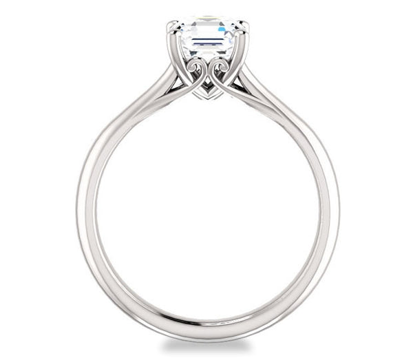 1.30ct (6.5mm) Asscher  14K White Gold Modern Cathedral Engagement Ring