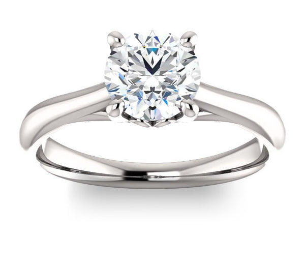 1.00ct (6.5mm) Round  14K White Gold Modern Cathedral Engagement Ring