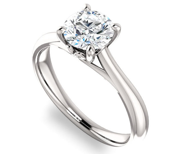 1.00ct (6.5mm) Round  14K White Gold Modern Cathedral Engagement Ring