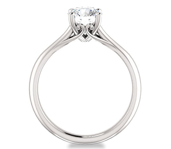 1.00ct (6.5mm) Round  14K White Gold Modern Cathedral Engagement Ring