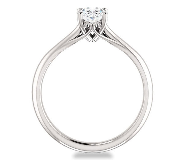 0.90ct (7.0x5.0mm) Oval  14K White Gold Modern Cathedral Engagement Ring