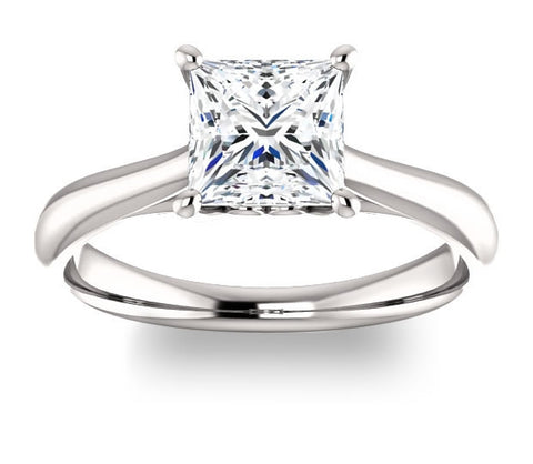 1.30ct (6.0mm) Princess  14K White Gold Modern Cathedral Engagement Ring