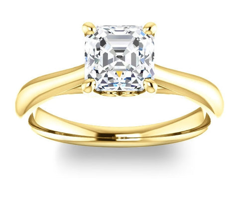 1.30ct (6.5mm) Asscher  14K Yellow Gold Modern Cathedral Engagement Ring