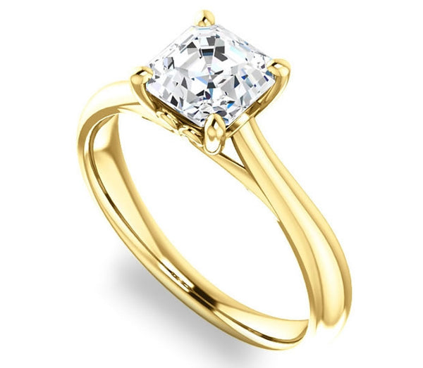 1.30ct (6.5mm) Asscher  14K Yellow Gold Modern Cathedral Engagement Ring