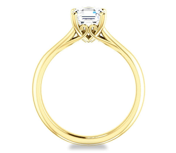 1.30ct (6.5mm) Asscher  14K Yellow Gold Modern Cathedral Engagement Ring