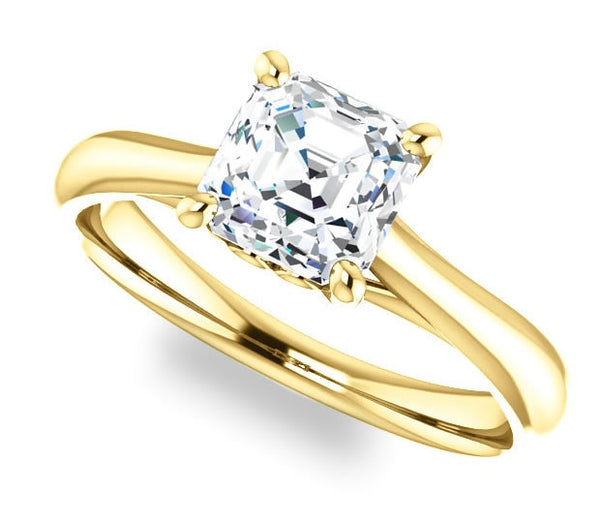 1.30ct (6.5mm) Asscher  14K Yellow Gold Modern Cathedral Engagement Ring