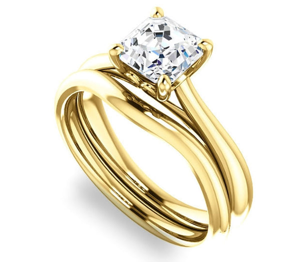 1.30ct (6.5mm) Asscher  14K Yellow Gold Modern Cathedral Engagement Ring