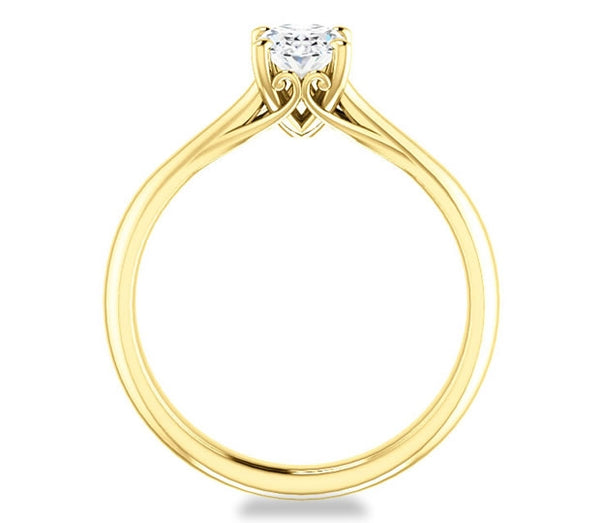 0.90ct (7.0x5.0mm) Oval  14K Yellow Gold Modern Cathedral Engagement Ring